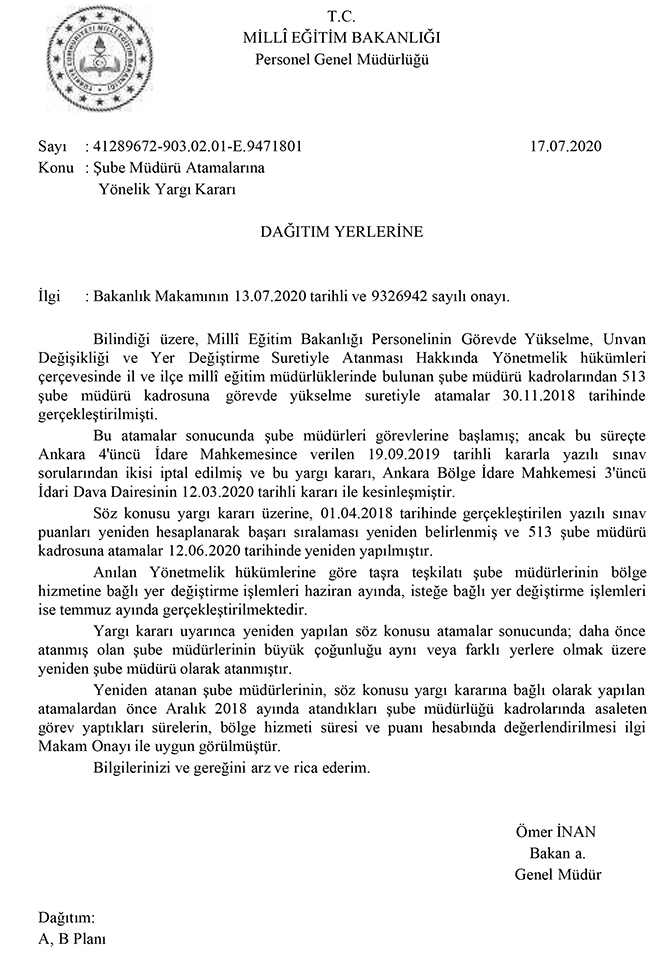 MEB şube müdürleri nakil başvuru tarihleri uzatıldı