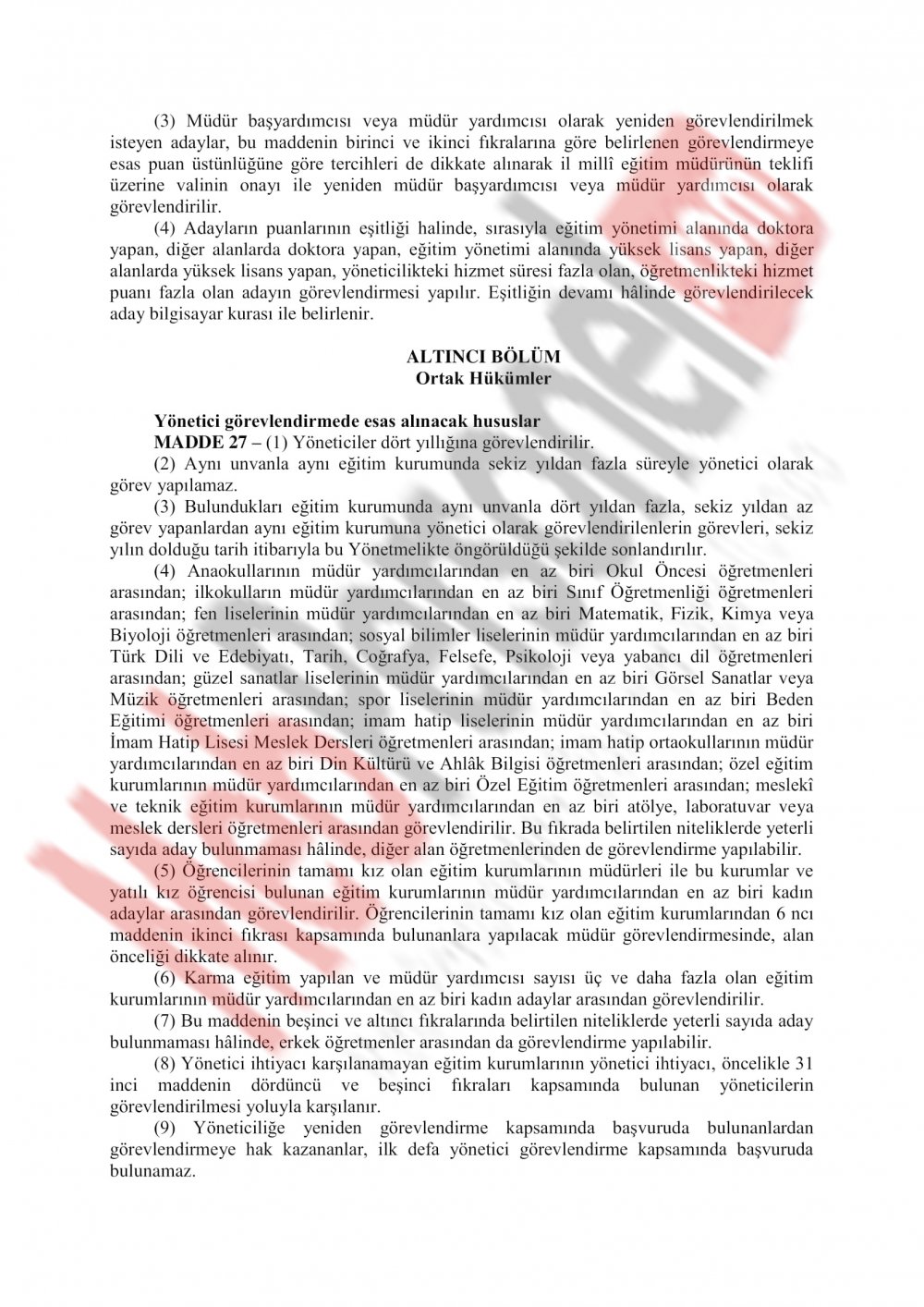 MEB Yönetici Atama Yönetmeliği Değişiyor..İşte o yeni taslak..