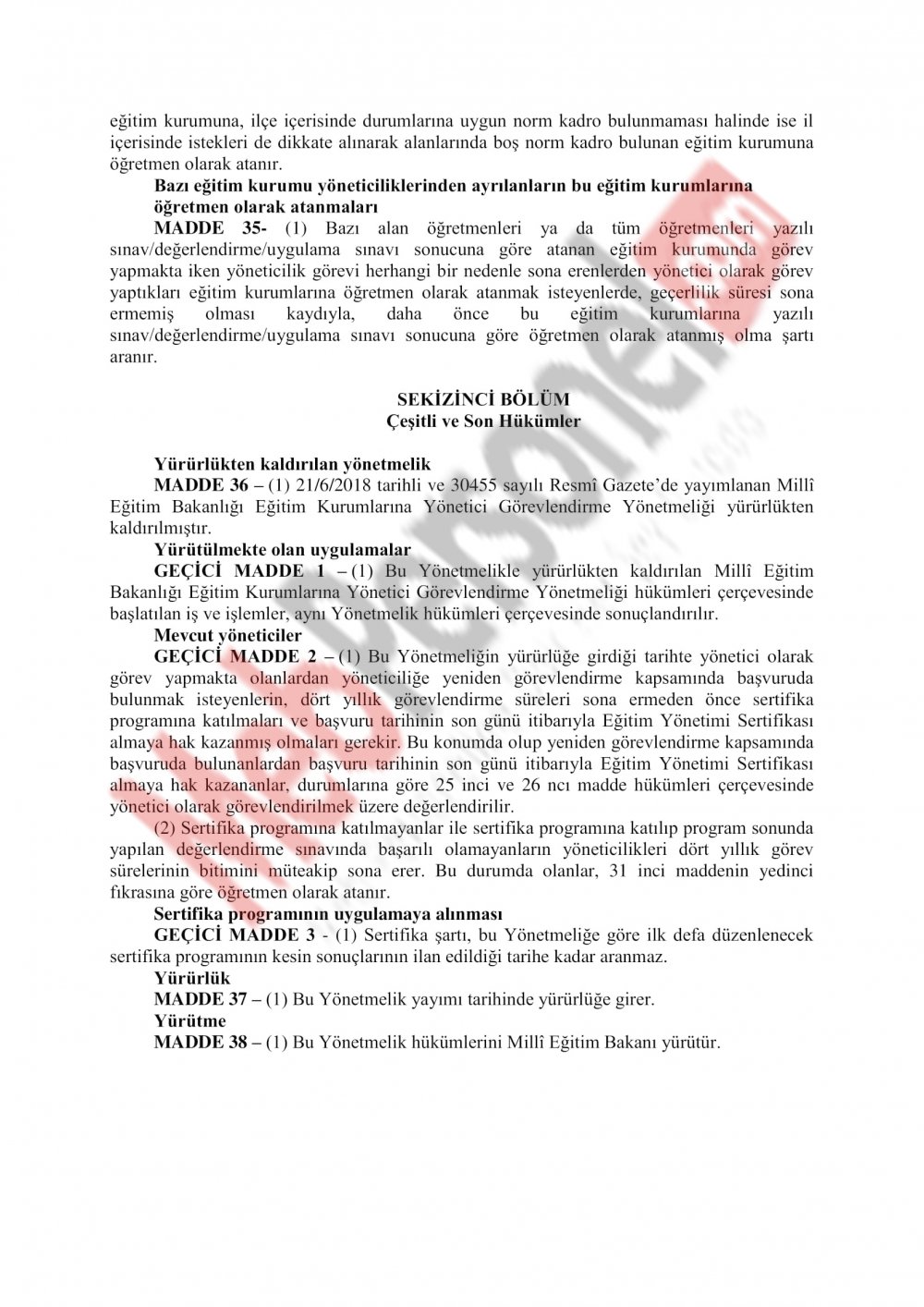 MEB Yönetici Atama Yönetmeliği Değişiyor..İşte o yeni taslak..