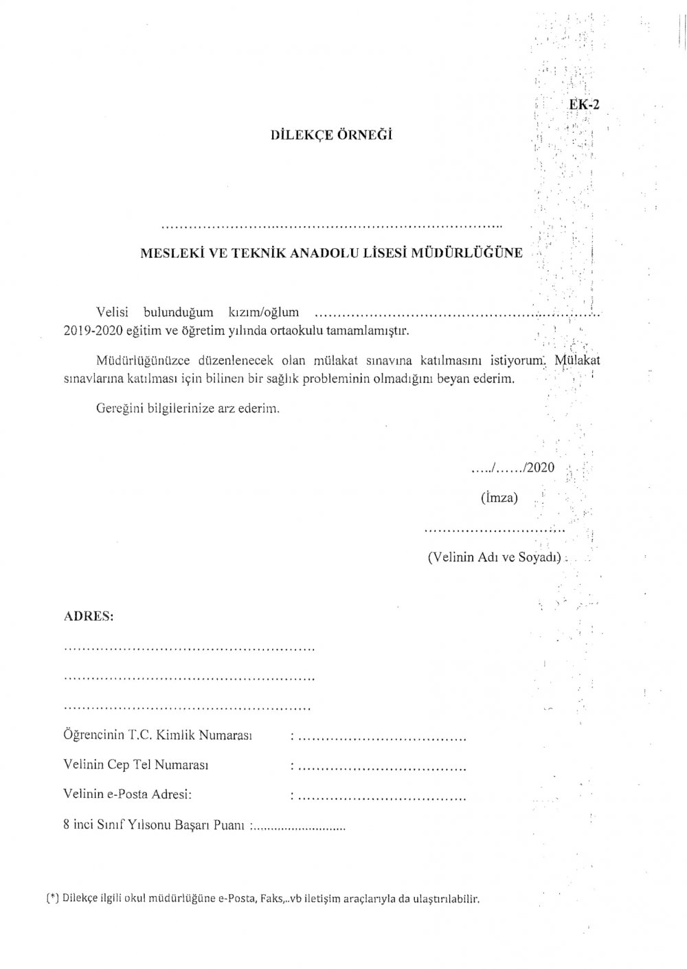 MESLEKİ VE TEKNİK ANADOLU LİSELERİNİN MÜLAKATLA ÖĞRENCİ ALINAN ALANLARINA TERCİH VE YERLEŞTİRME TAKVİMİ