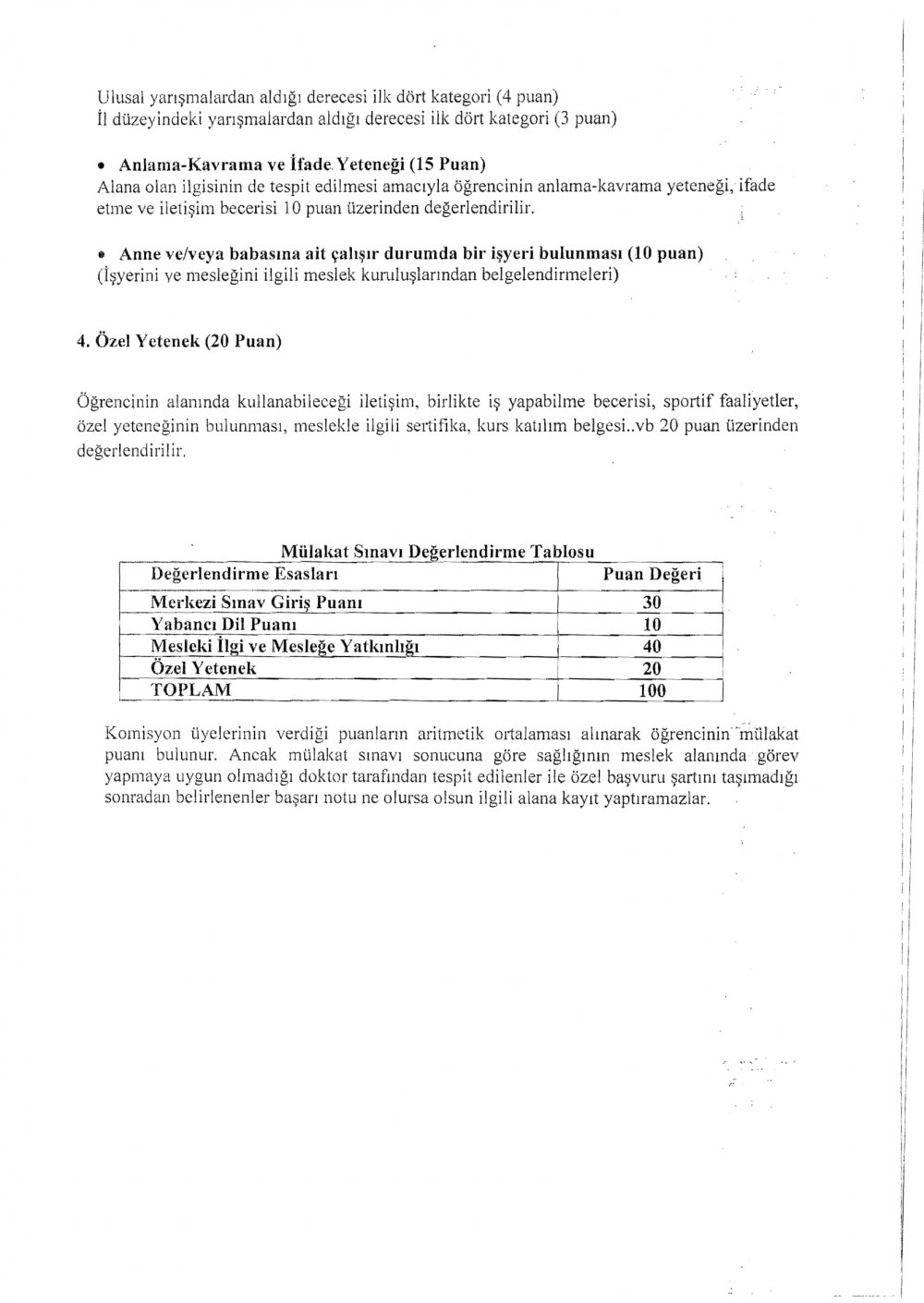 MESLEKİ VE TEKNİK ANADOLU LİSELERİNİN MÜLAKATLA ÖĞRENCİ ALINAN ALANLARINA TERCİH VE YERLEŞTİRME TAKVİMİ