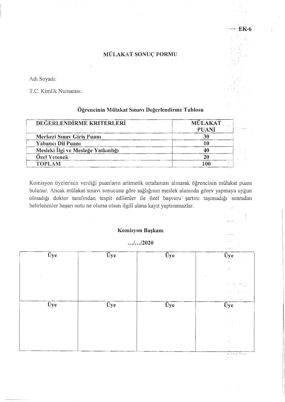 MESLEKİ VE TEKNİK ANADOLU LİSELERİNİN MÜLAKATLA ÖĞRENCİ ALINAN ALANLARINA TERCİH VE YERLEŞTİRME TAKVİMİ