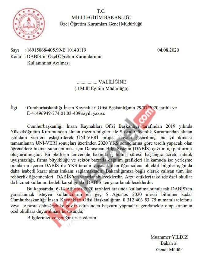 2020 YKS için Danışma bilgi sistemi özel okulların kullanımına açılıyor