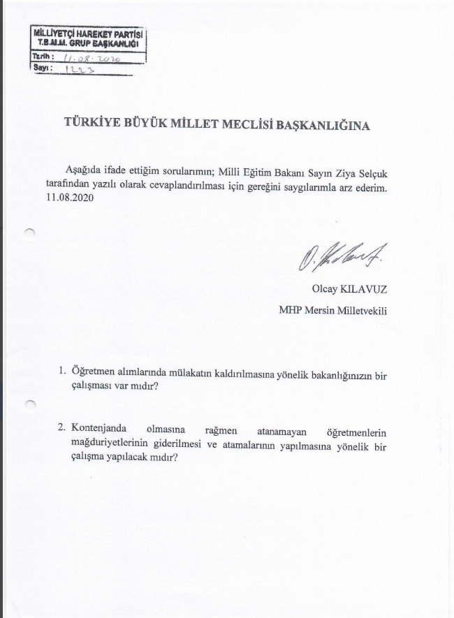 Öğretmen Atamaları Mülakatı ve 2019 KPSS Mağduriyeti TBMM Gündeminde