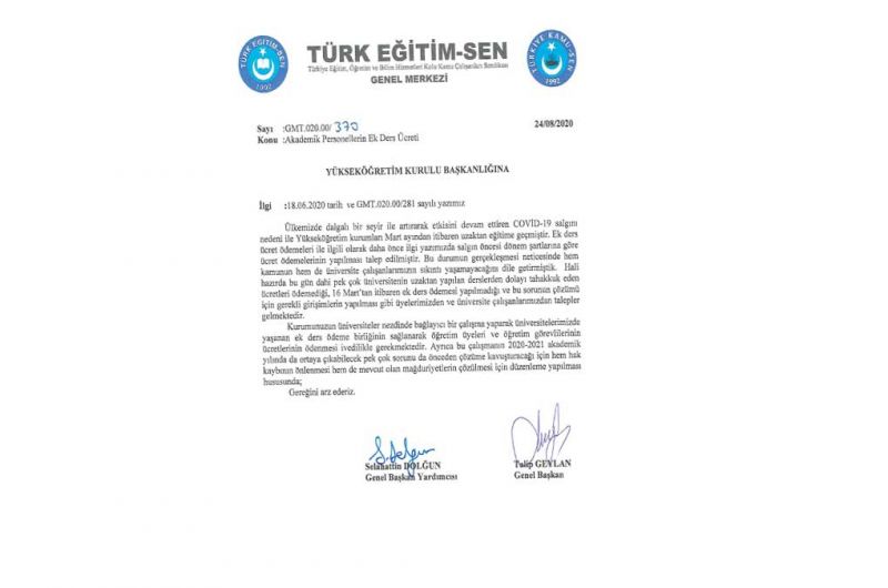 Uzaktan Eğitim Yapan Akademik Personelin Ek Ders Ücreti Ödenmeli