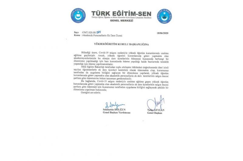 Uzaktan Eğitim Yapan Akademik Personelin Ek Ders Ücreti Ödenmeli