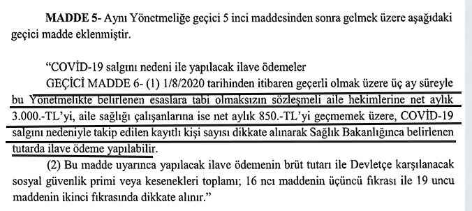 Aile hekimlerine Covid19 ek ödemesi kararı