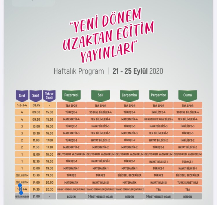 TRT EBA TV'de Yeni Dönem Başlıyor! İşte 21-25 Eylül Yayın Akışı