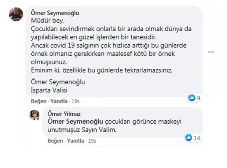 Vali, maske takmayan il müdürünü uyardı