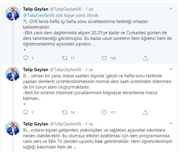Talip Geylan:Öğretmenler için günlük 1 saat ‘hazırlık ve planlama’ ücreti ödenmeli