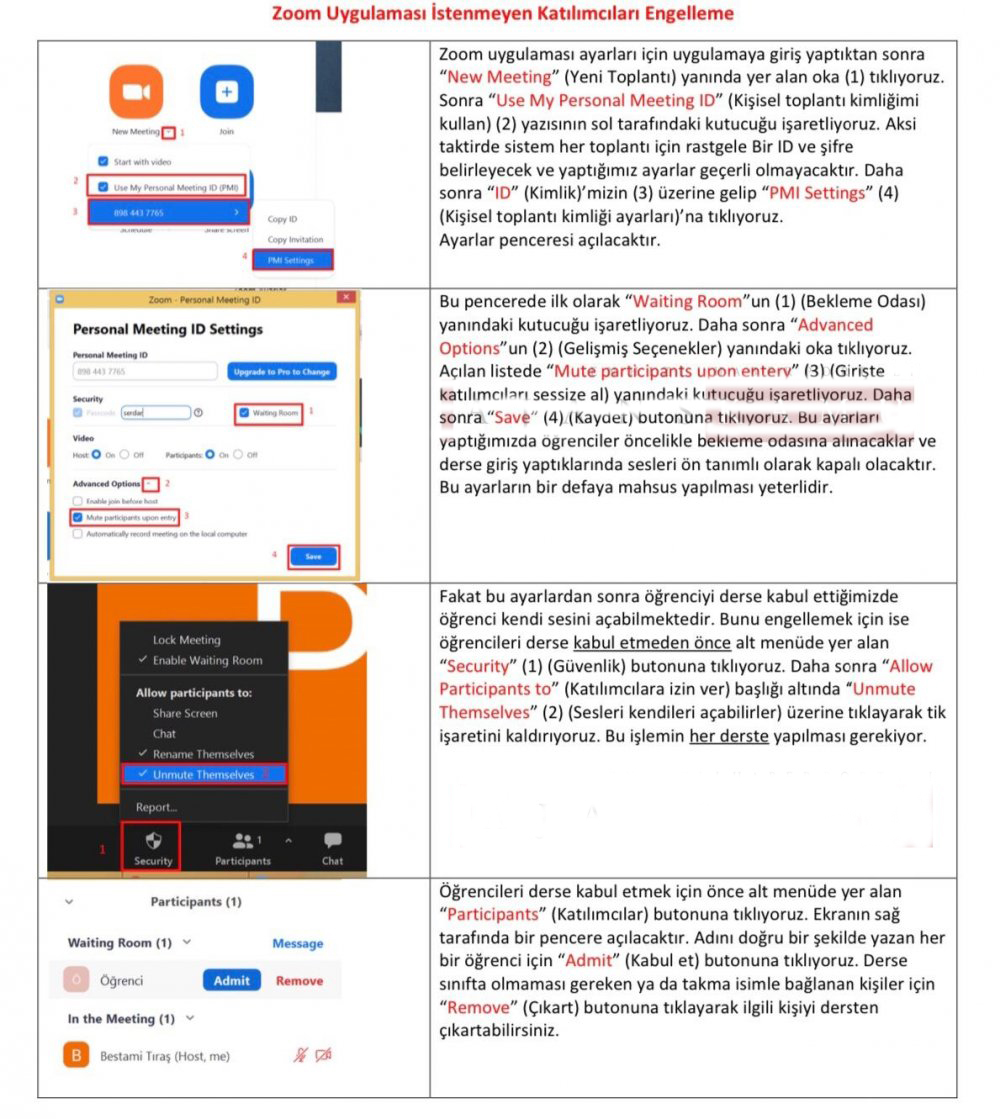 Öğretmenler dikkat! Zoom'da Dersin Sabote Edilmemesi İçin İstenmeyen Katılımcıları Engellemek İçin Yapılacaklar