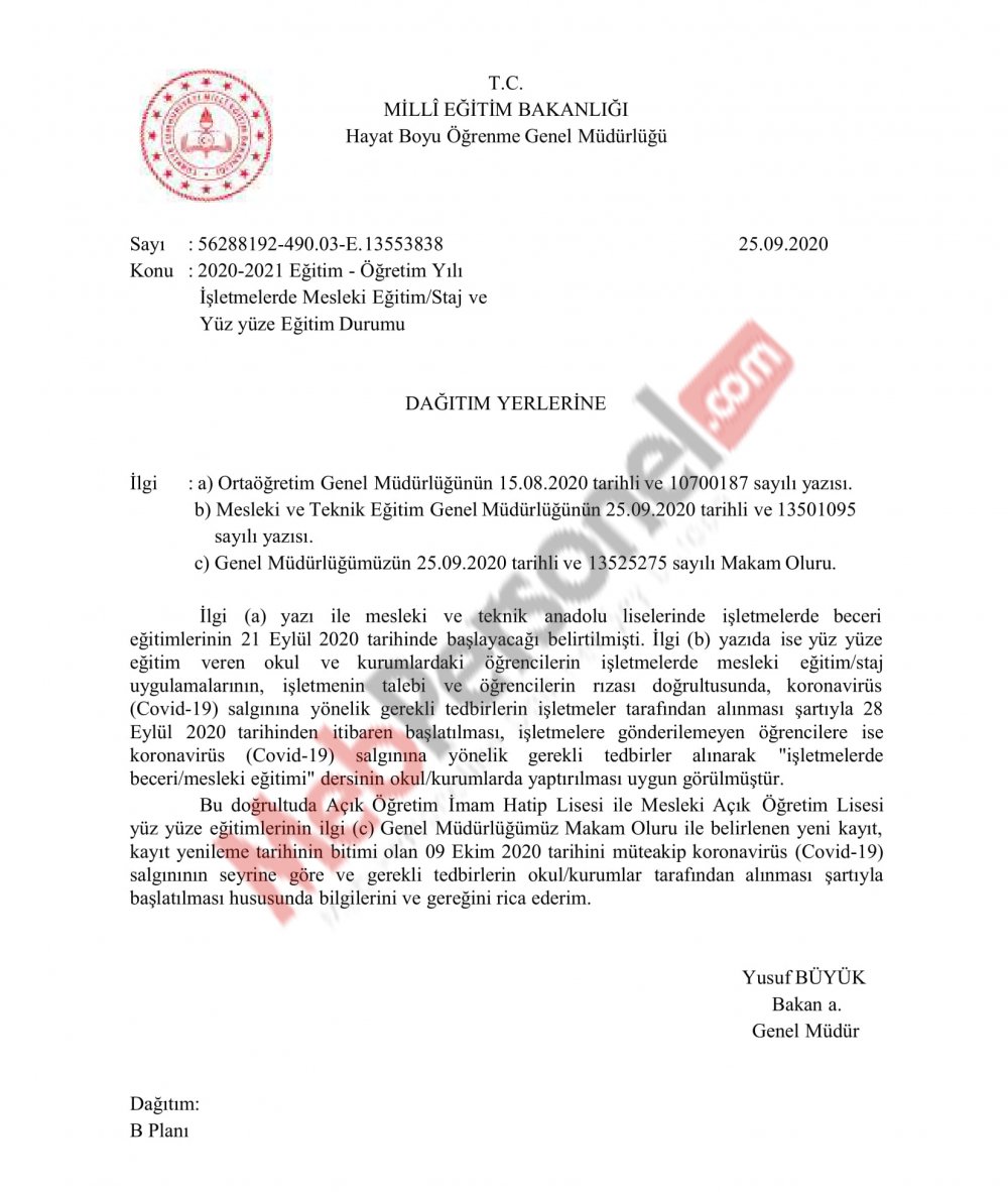 MEB resmi yazı ile duyurdu! O kademedeki öğrencilerde yüz yüze eğitime başlıyor