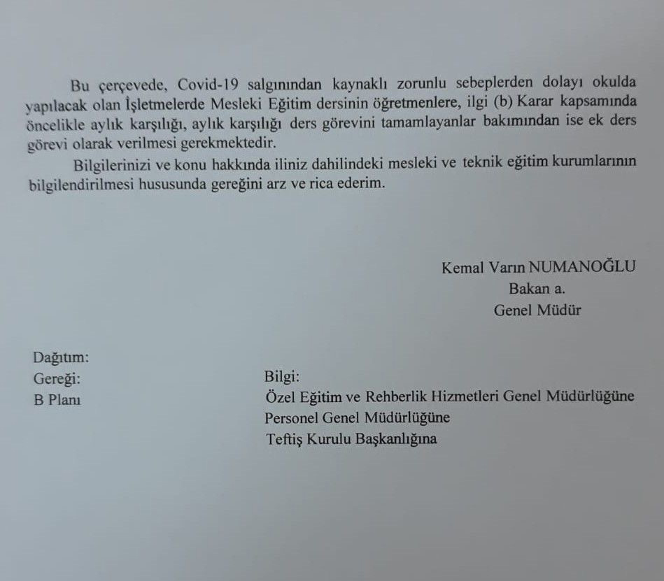 MEB'den ek ders yazısı