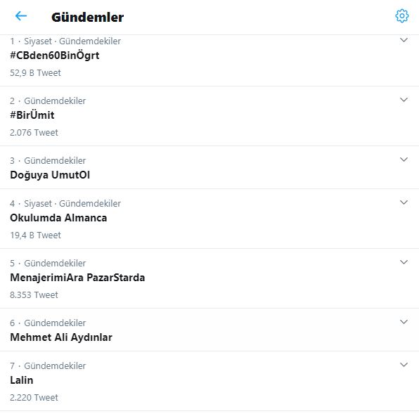 ''Cumhurbaşkanından 60 Bin Öğretmen Atama Talebi'' Twitter Gündeminde