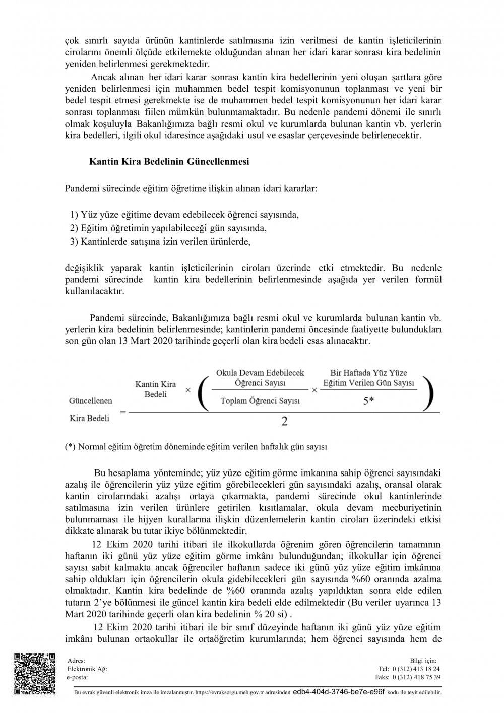 MEB'den Okul Kantinleri Konusunda Resmi Yazı