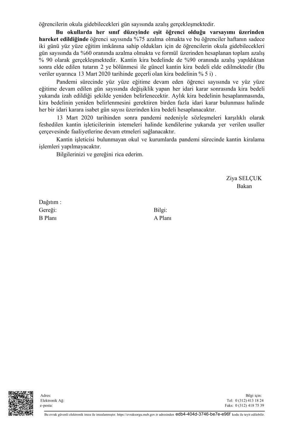 MEB'den Okul Kantinleri Konusunda Resmi Yazı