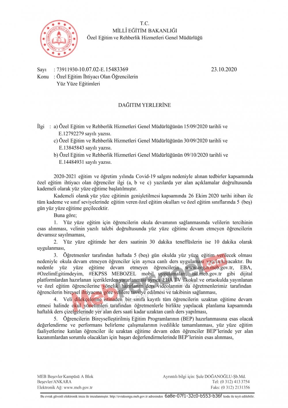 Özel Eğitim Öğrencilerinin Yüz Yüze Eğitimine İlişkin Detaylar MEB Tarafından Açıklandı