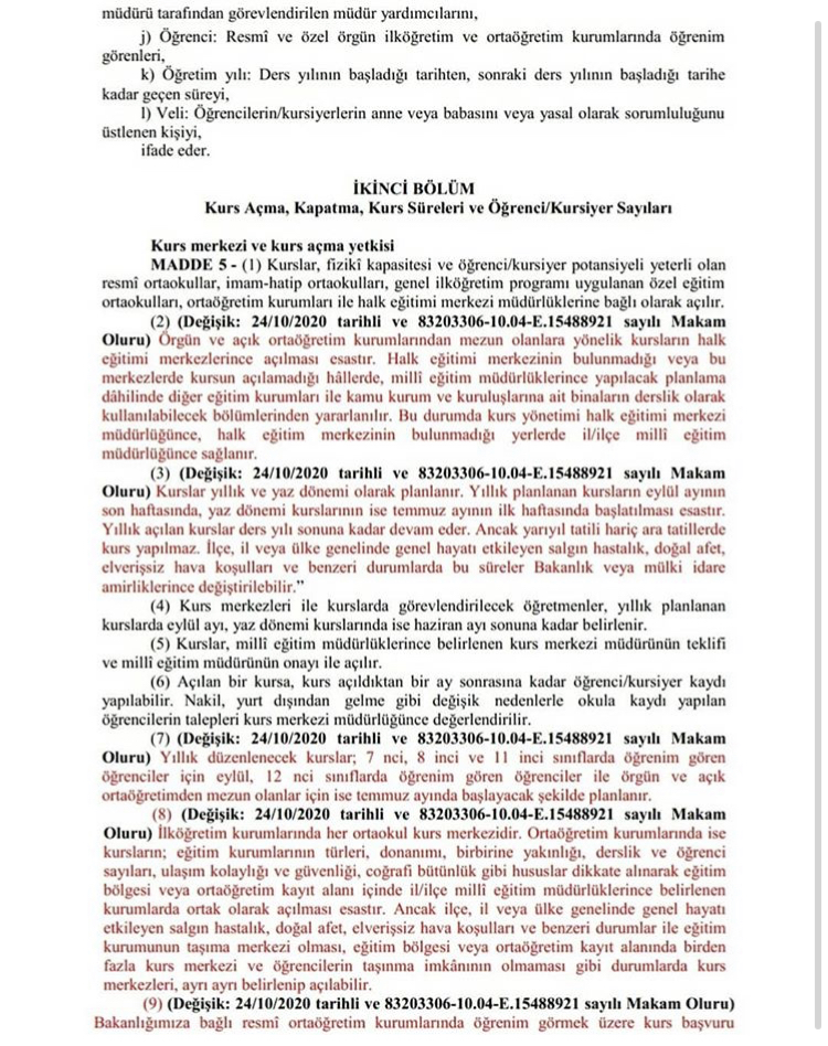 Değişen Yeni MEB DYK Yönergesi