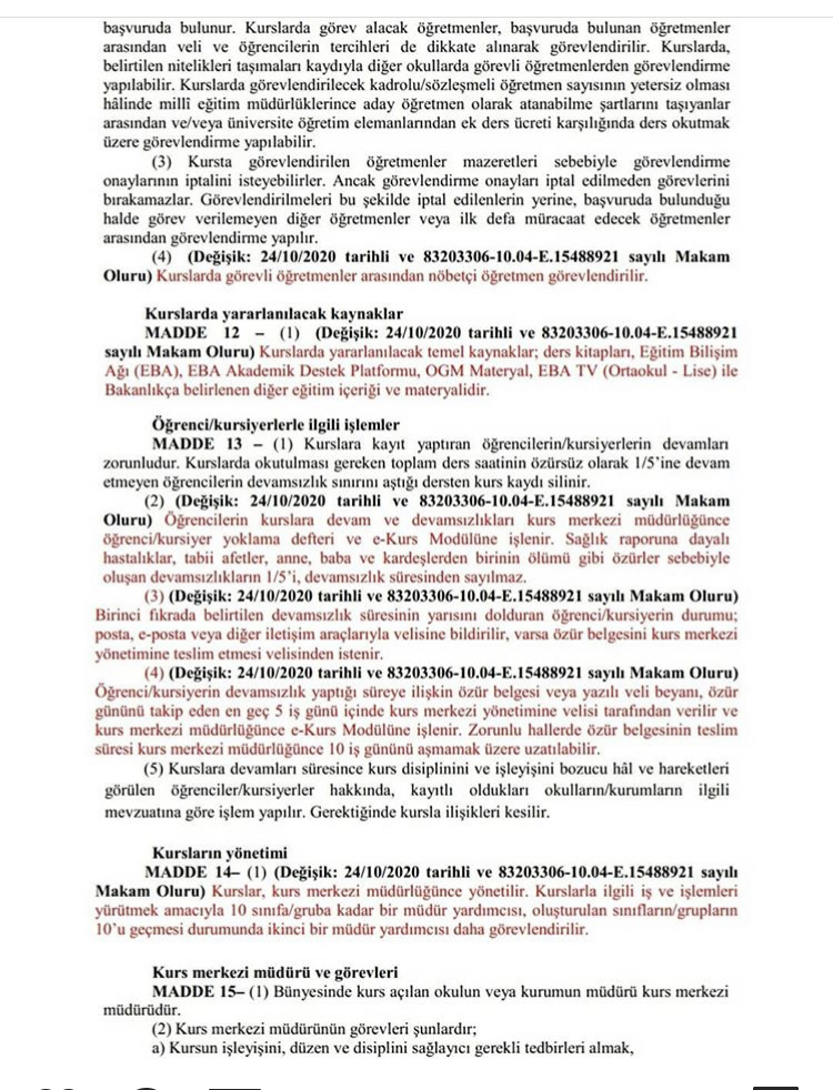 Değişen Yeni MEB DYK Yönergesi