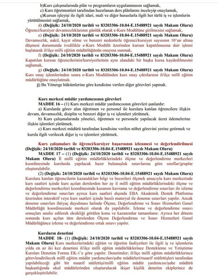 Değişen Yeni MEB DYK Yönergesi