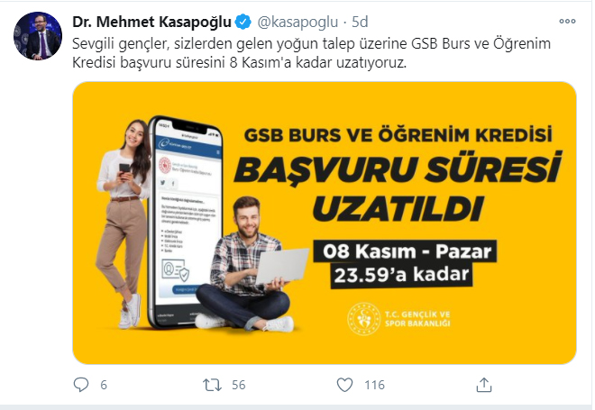 Bakan duyurdu! Burslara, başvuru süresi uzatıldı