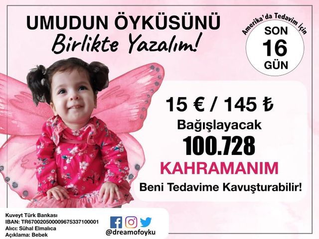 SMA hastası Öykü için yardım kampanyası başlatıldı