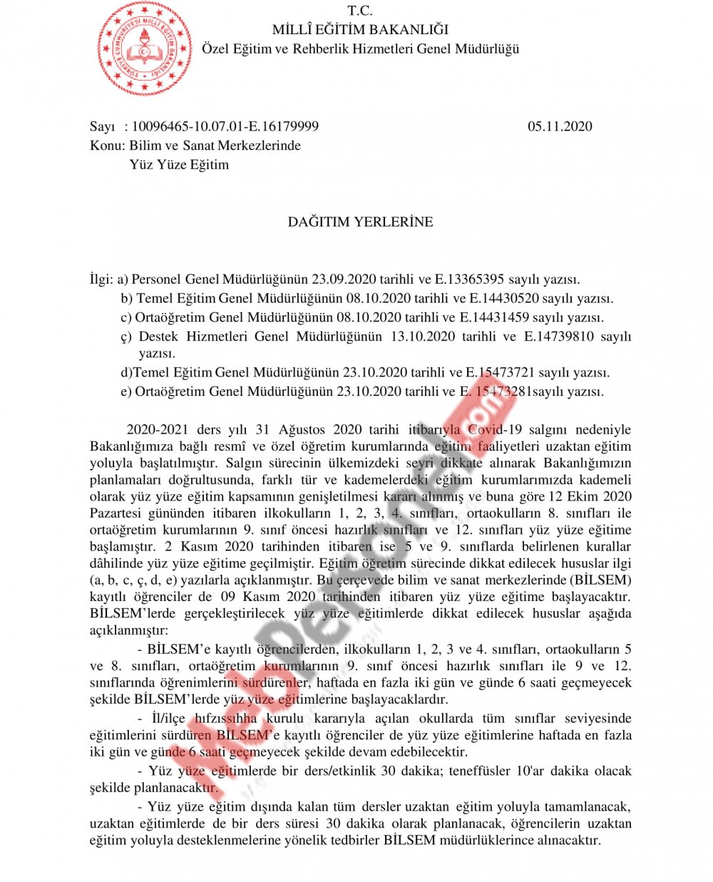 MEB'den yeni yüz yüze eğitim yazısı