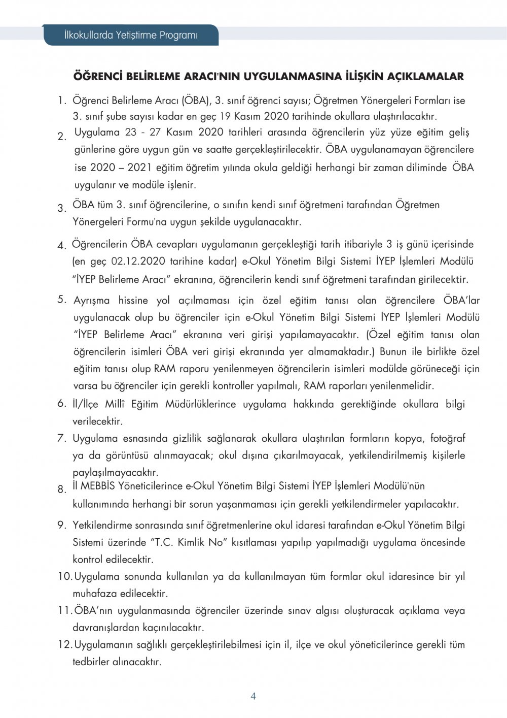 2020 2021 İYEP uygulama süreci ve takvimi yayımlandı