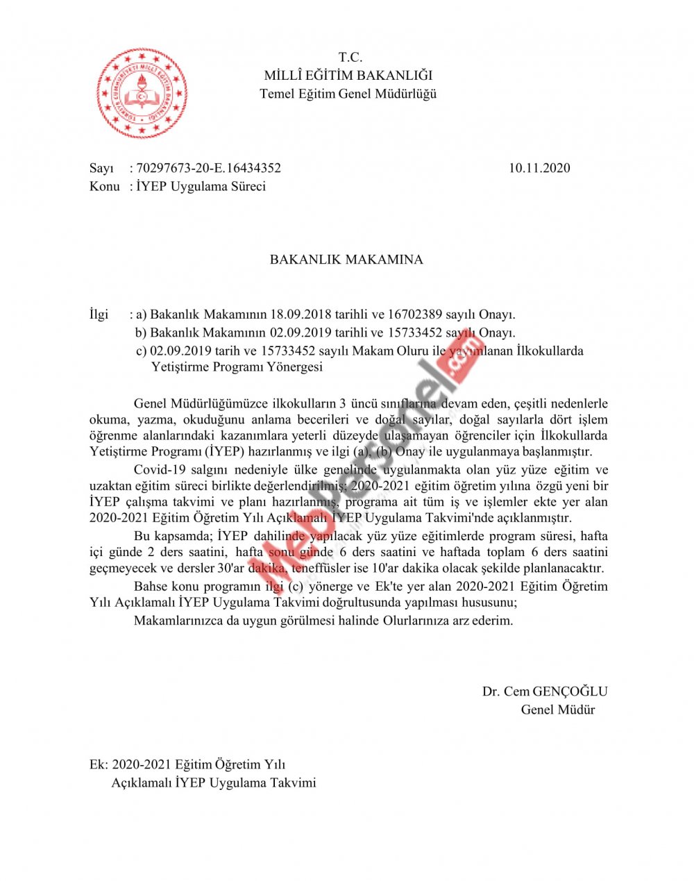 2020 2021 İYEP uygulama süreci ve takvimi yayımlandı