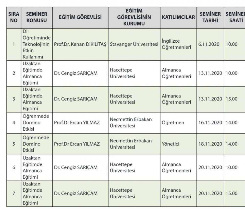 MEB'den Yönetici ve Öğretmenler için Online Seminer Programı