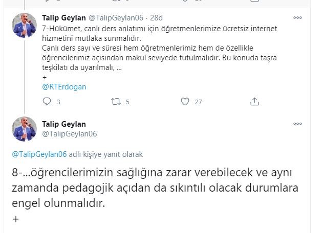 Talip Geylan:'Ek ders ücretlendirmeleri hususunda karmaşa oluşturacak yeni düzenlemelere gidilmemelidir'