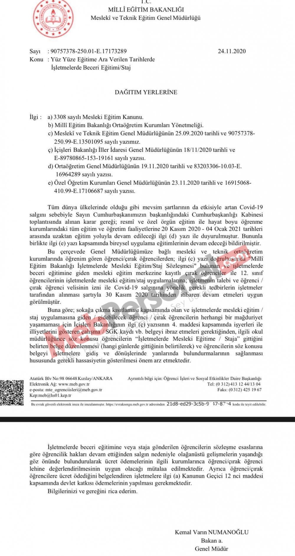 Meslek Liselerinde Staj Uygulamaları İsteğe Bağlı Devam Edebilecek