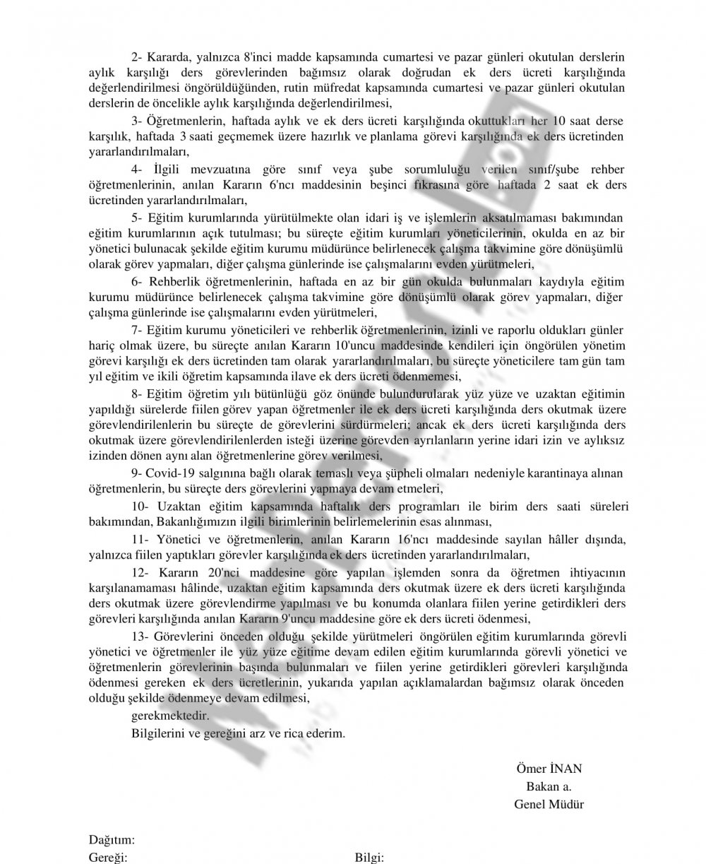 MEB'den uzaktan eğitim süreci için ek ders yazısı