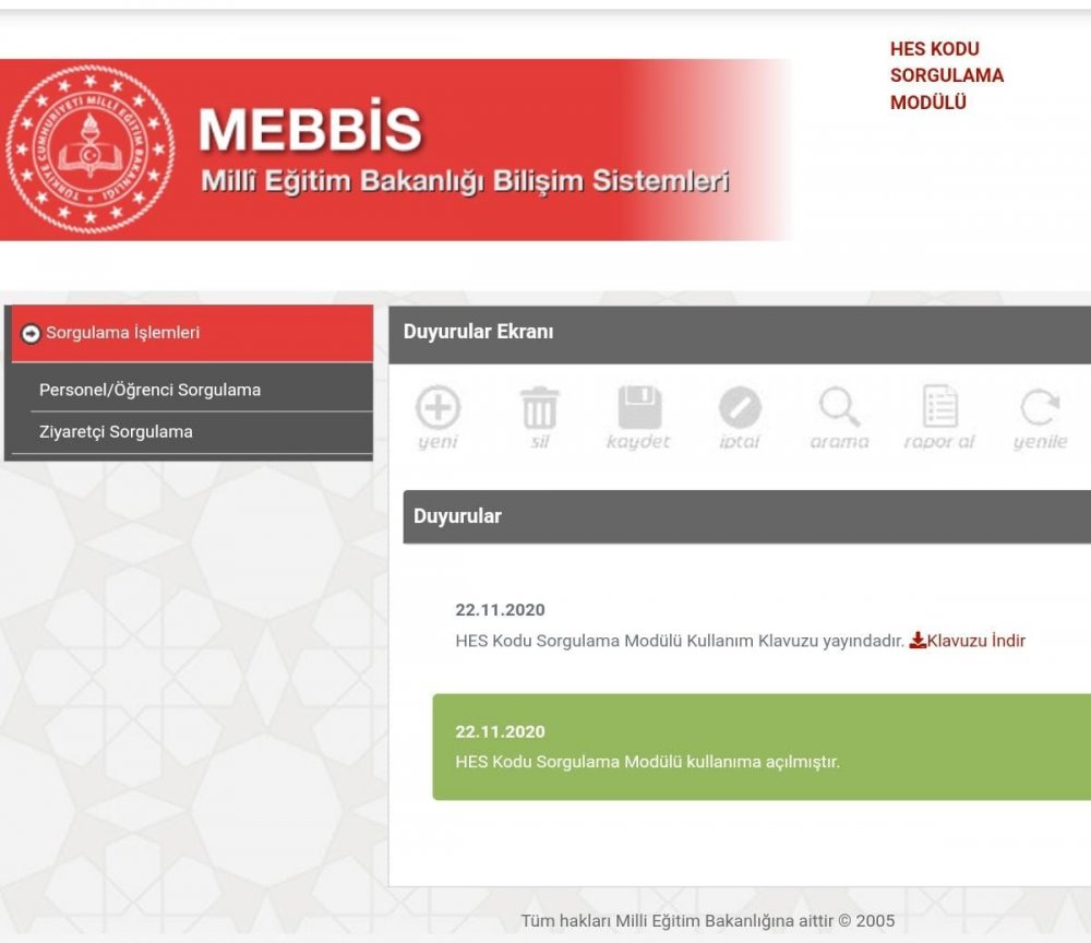 MEBBİS'e yeni özellik! HES kodu sorgulaması geldi