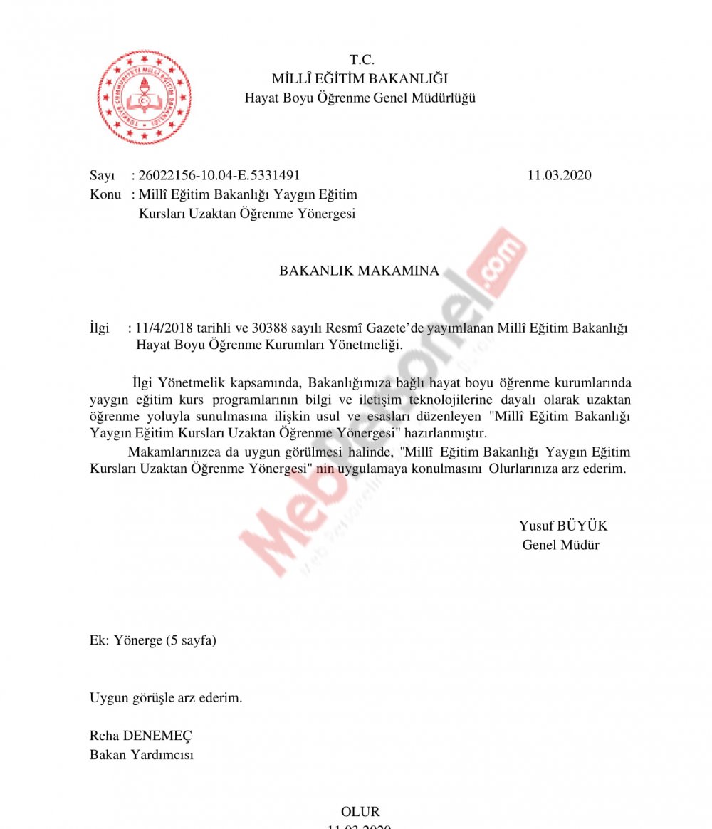 Yaygın eğitimde kurslar uzaktan verilebilecek