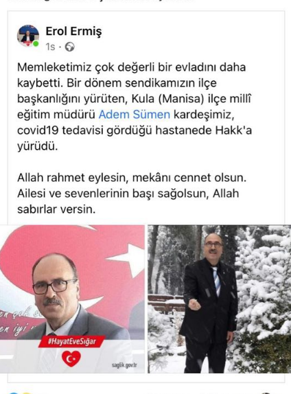 İlçe Milli Eğitim Müdürü Covid-19 Sebebiyle Hayatını Kaybetti