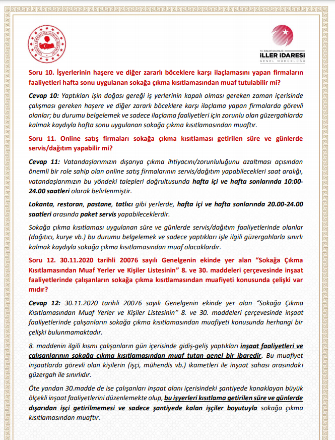 İç İşleri Bakanlığı'ndan kısıtlamalarla ilgili açıklama