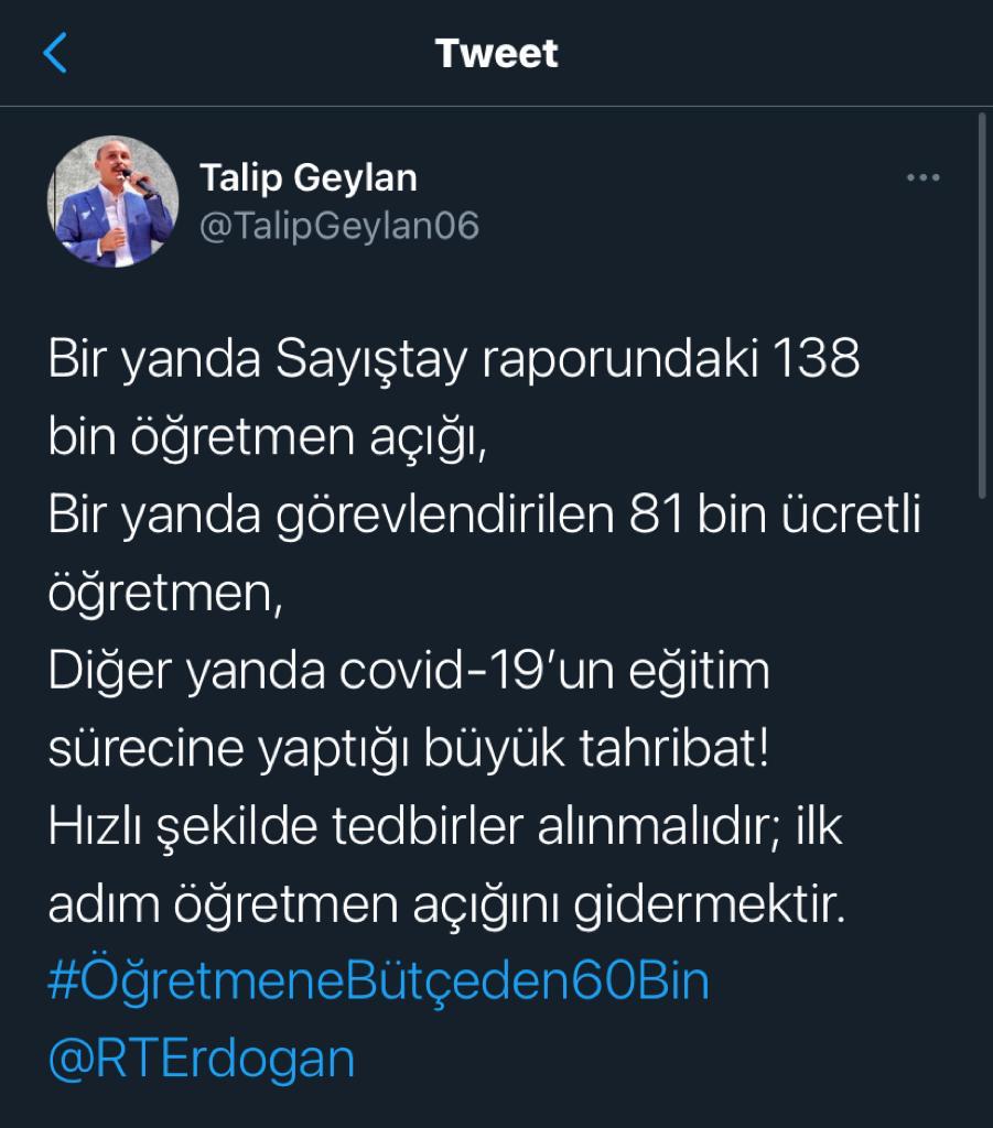 60 bin yeni öğretmen atamasına Talip Geylan'dan destek