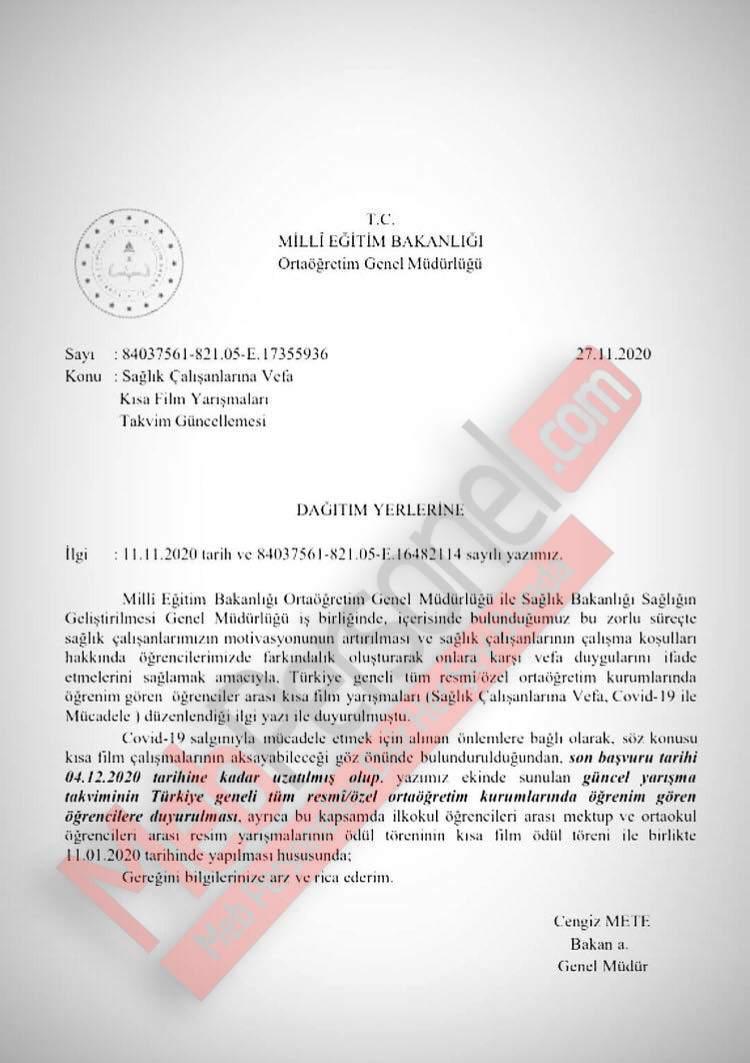 MEB'den 'Sağlık Çalışanlarına Vefa Kısa Film Yarışması' Duyurusu