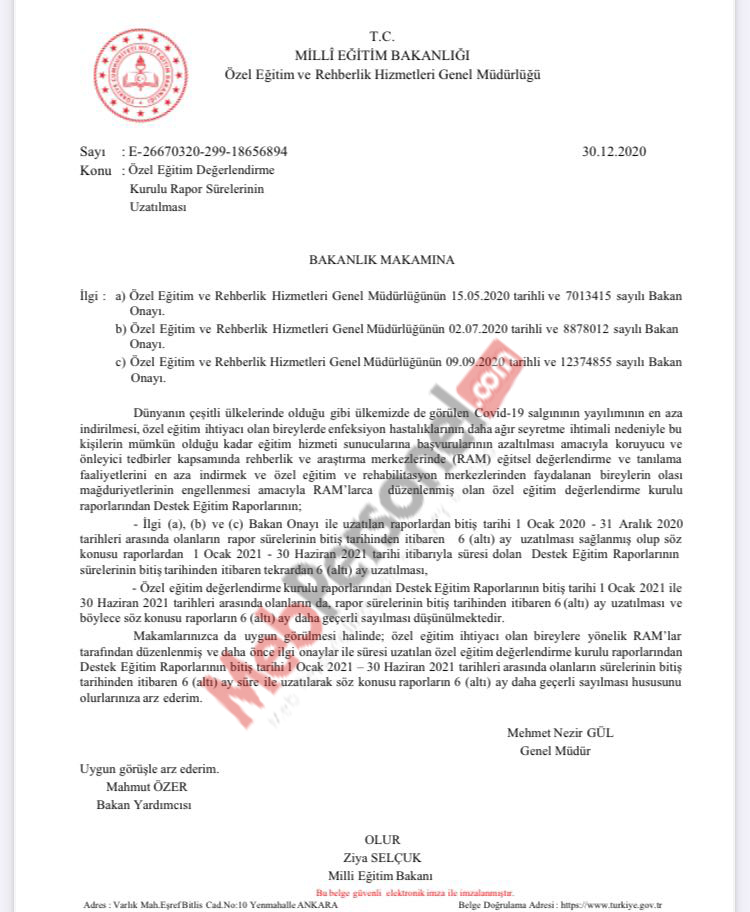 Destek eğitim raporlarının süreleri uzatılldı