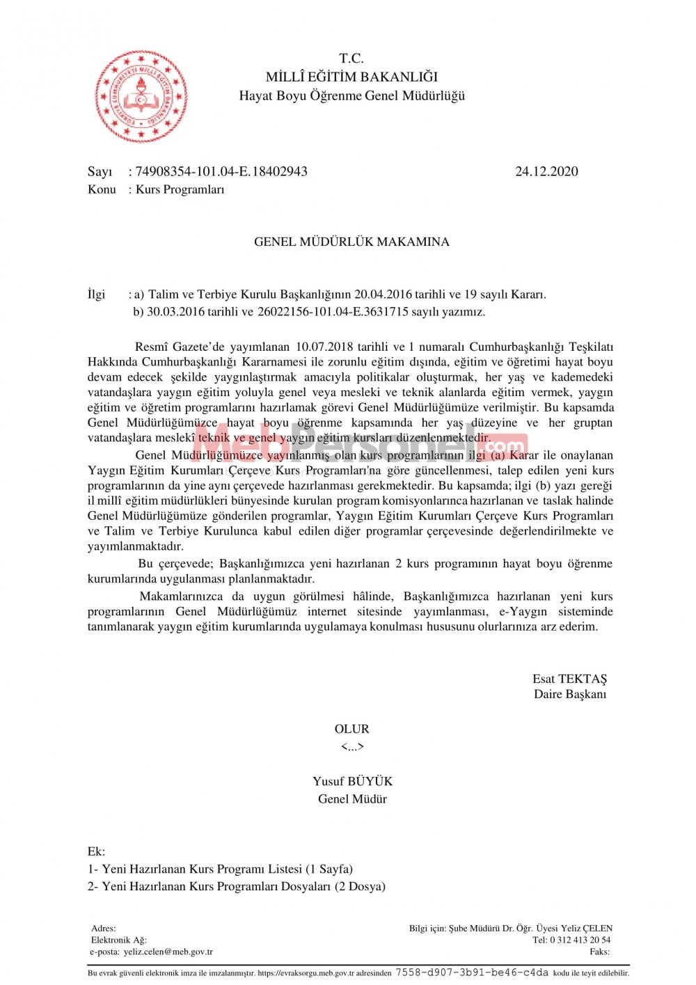 MEB'den Yeni Kurs Programı Onayları