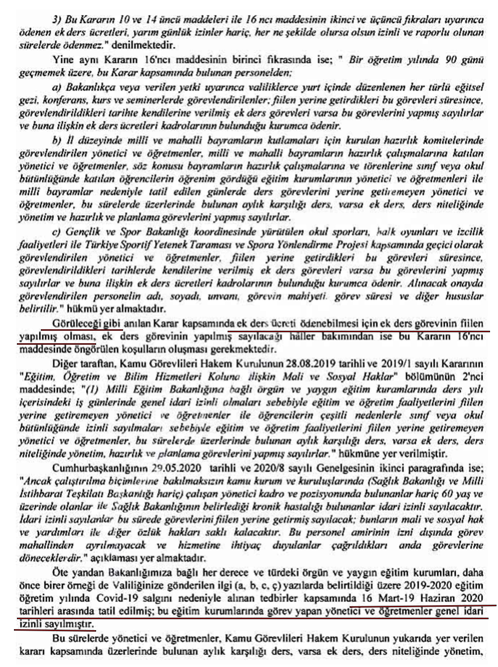 MEB'den ek ders ücretlerine dair yazı